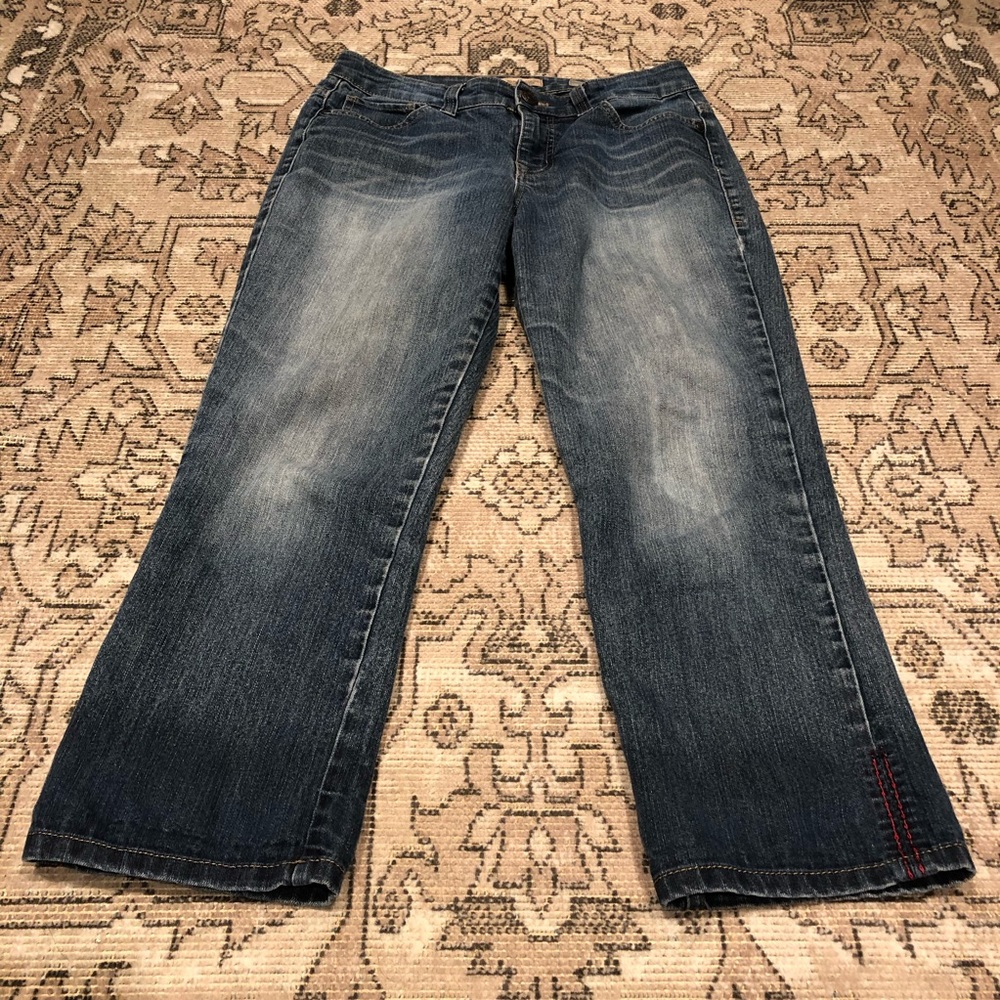 Nine West Distressed vintage boho womans crop jeans 4/27